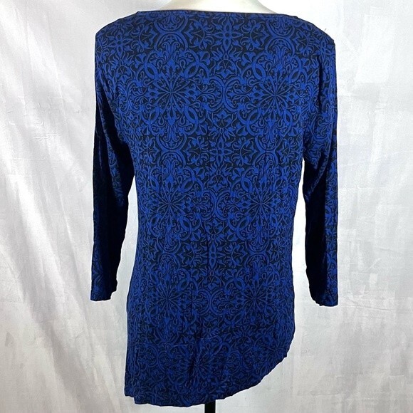 Croft & Barrow royal blue and black asymmetrical tunic top size petite large - Picture 3 of 5